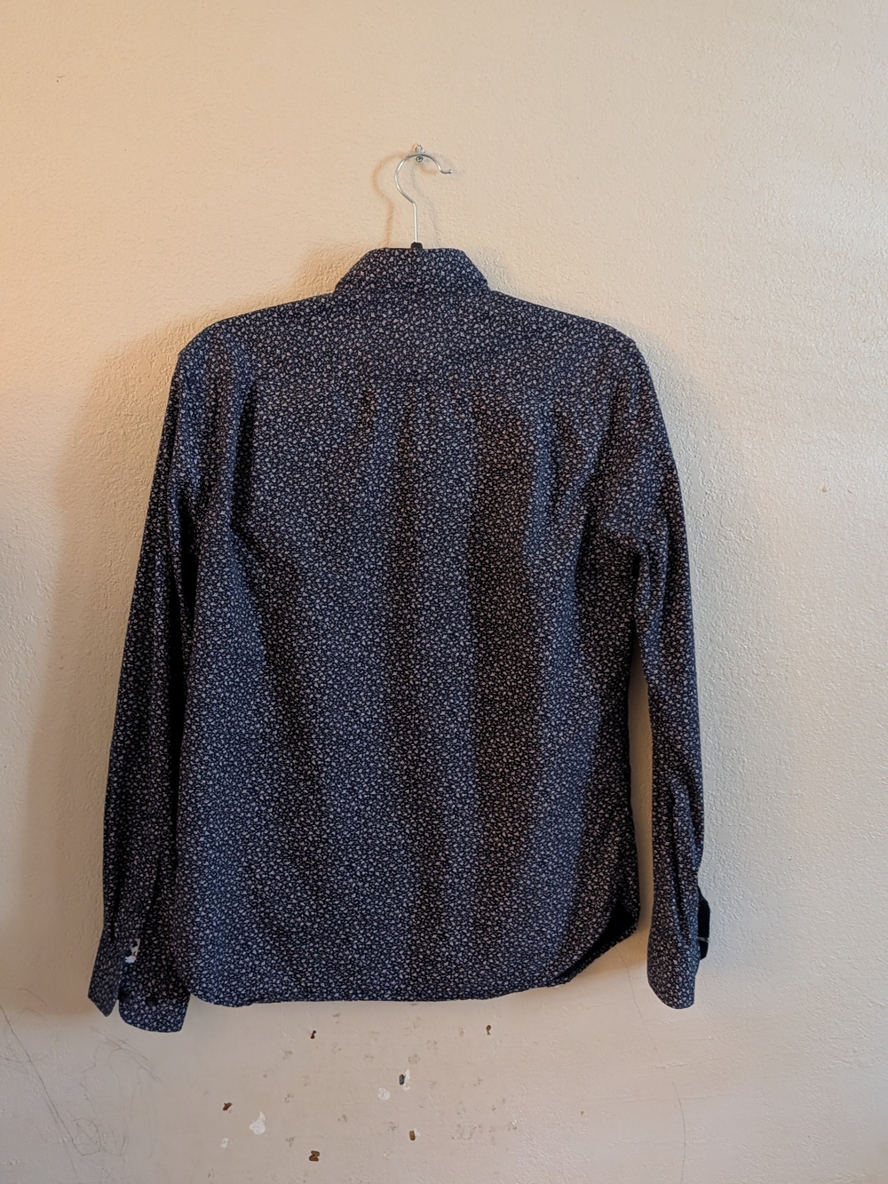 Men's Navy Patterned Long-Sleeve Shirt